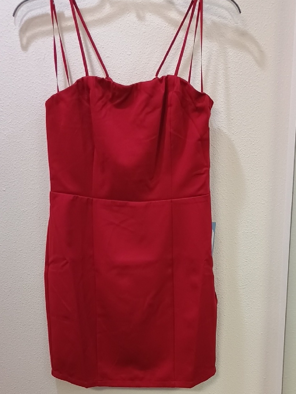 Elegant Red Spaghetti-Strap Mini Dress